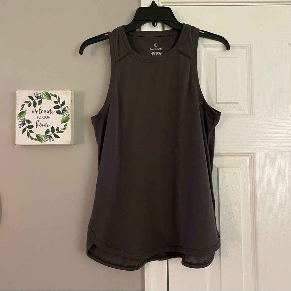 Sweaty Betty Pace 1.0 Tank Top Lightweight Athletic Shirt Small Charcoal Olive
